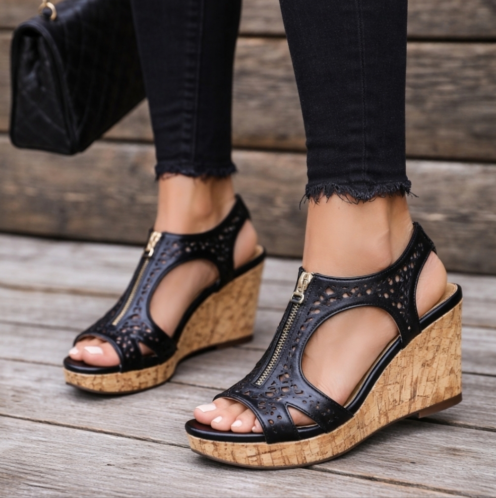 Diba Nala Y2K Resort Glam Platform Comfort Cork Wedge Sandals 10M